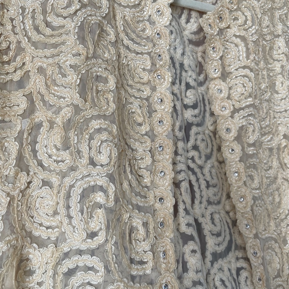 Vintage Cream Long Vest with Embellishments - Picture 2 of 5